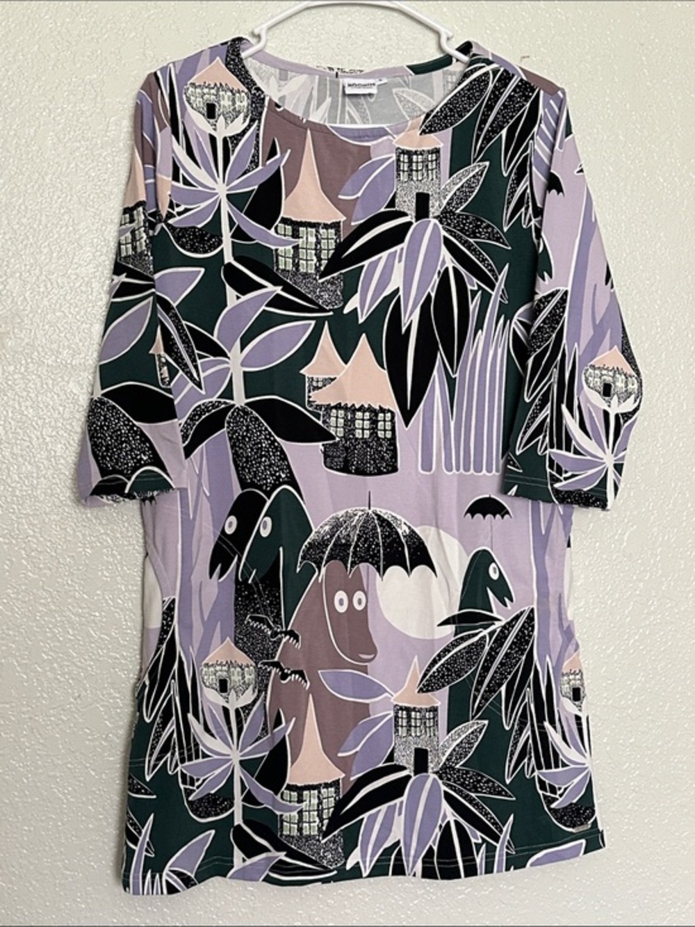 MOOMIN by Martinex Floral Print Tunic 3/4 Sleeve Jersey w Pockets S